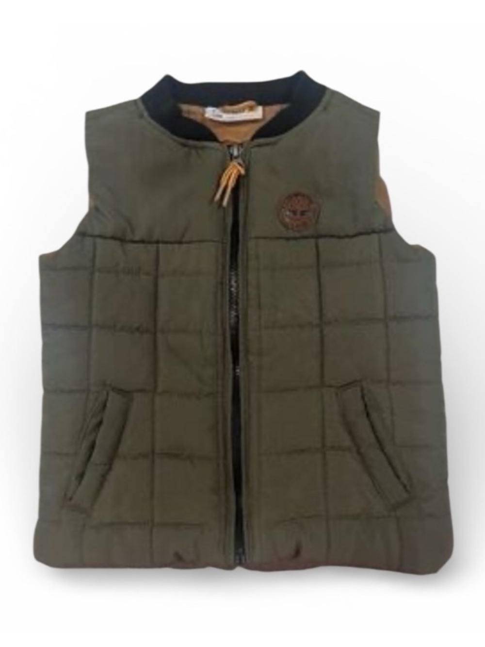 Timberland Kids Khaki Green Quilted Puffer Vest Size 12M